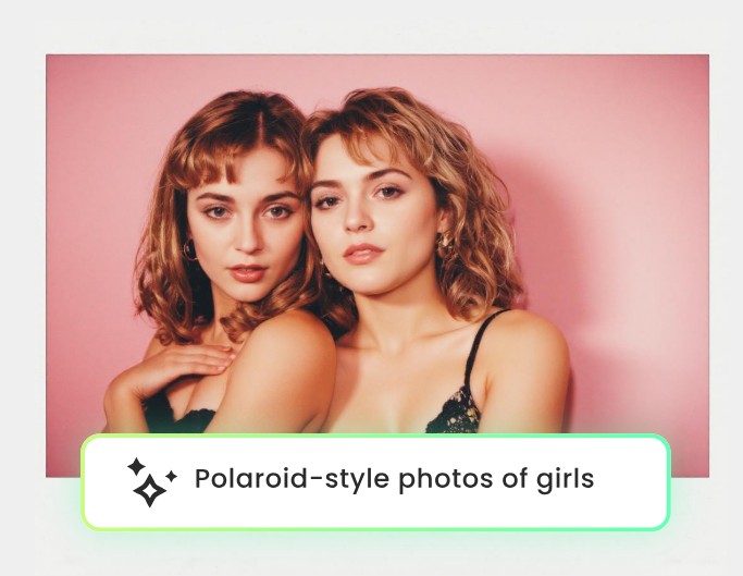 Generador de imágenes de texto a estilo Polaroid con IA con dos chicas