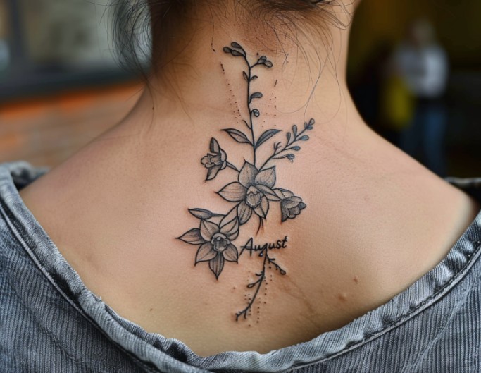 August Birth Flower Tattoo