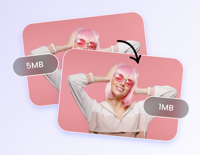 Compress the 5mb pink hair girl image to 1mb