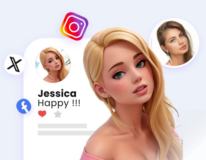 Create barbie box images for social media PF Ps