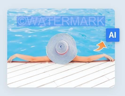 Gunakan alat brush untuk menandai watermark dalam foto
