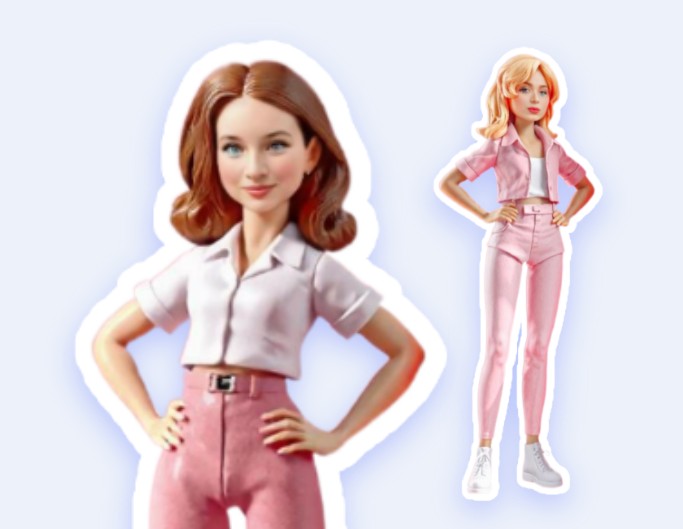 Make barbie doll stickers for printed designs