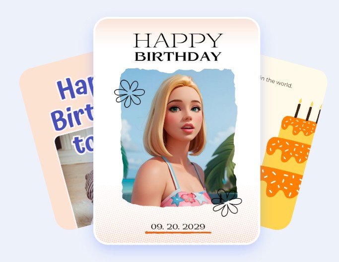 Make happy birthday greeting crad with barbie box images