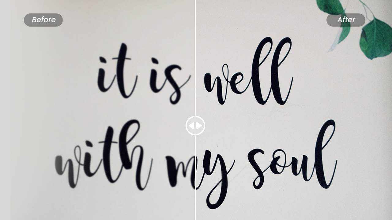 Make text in a picture clearer: before and after sharpening