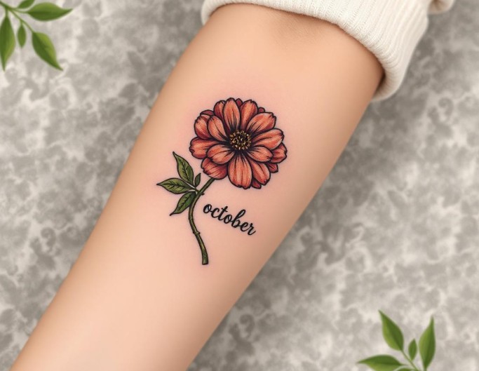 October Birth Flower Tattoo