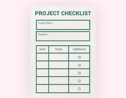 Project checklist example on Fotor