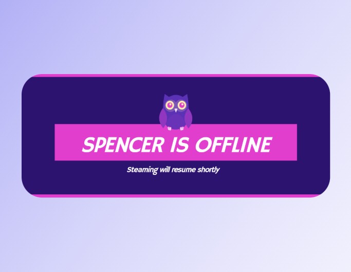 Purple owl Twitch gaming banner