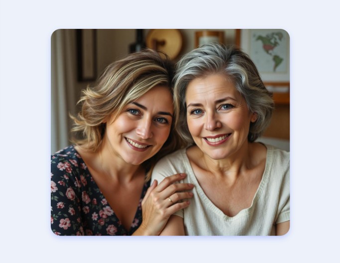See what you will look like when you grow old in the future ﻿with your mom or elder.