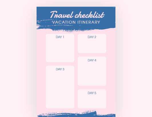 Travel checklist example on Fotor