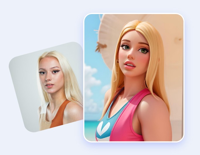 Turn a blonde girl portrait into a barbie style