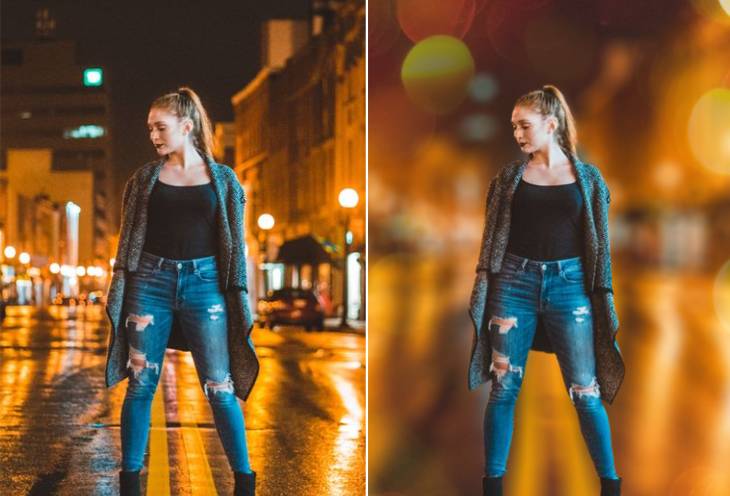 Use Fotor's free online photo blur editor to blur city lights in a photo background to create a beautiful bokeh effect
