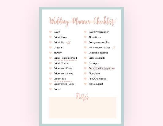 Wedding checklist example on Fotor