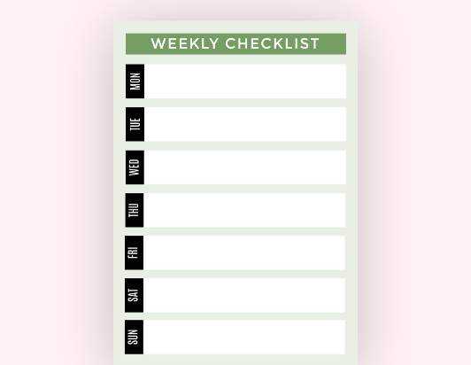 Weekly checklist example on Fotor