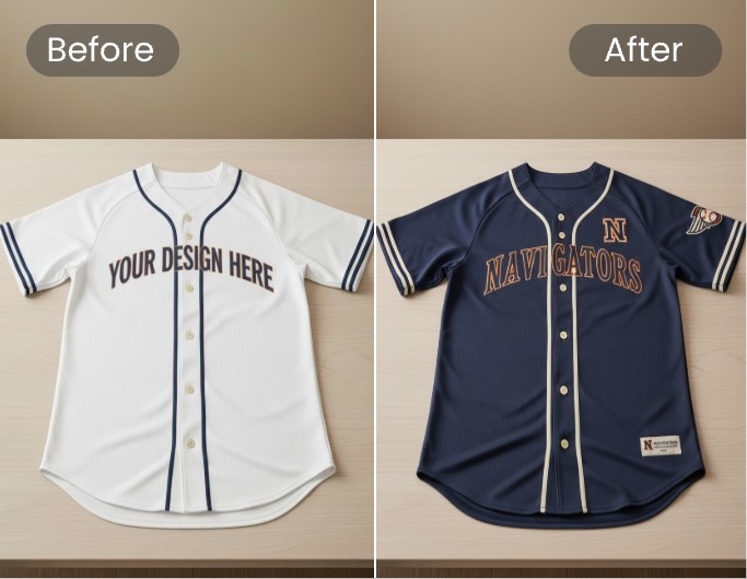 A baseball jersey laid flat on the table
