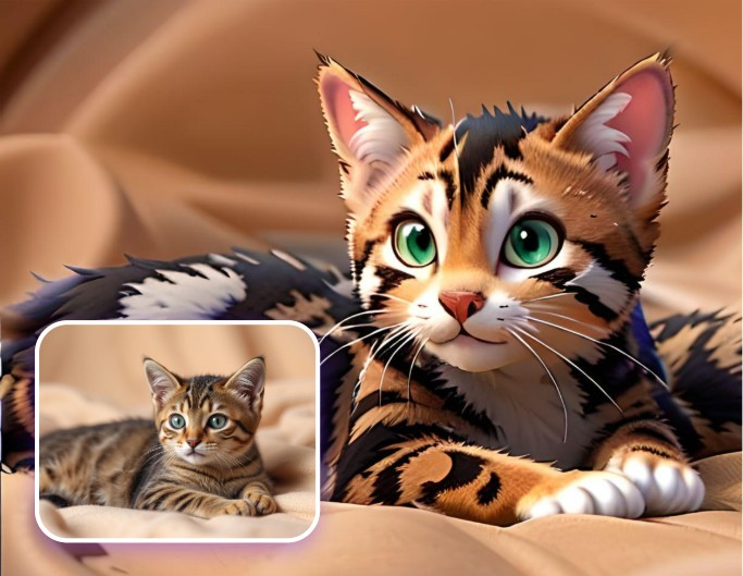 A cat using AI Disney cartoon filter