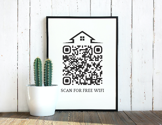 Un codice QR WiFi per la casa generato nel generatore di codici QR WiFi di Fotor