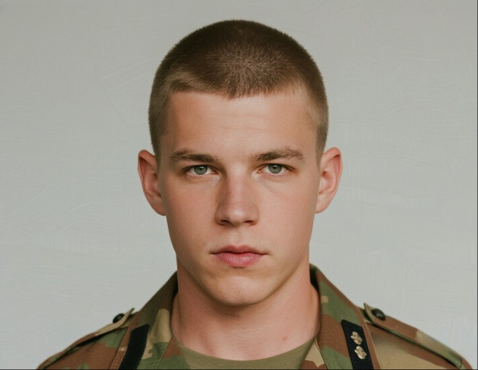 A handsome man with jarhead buzz cut