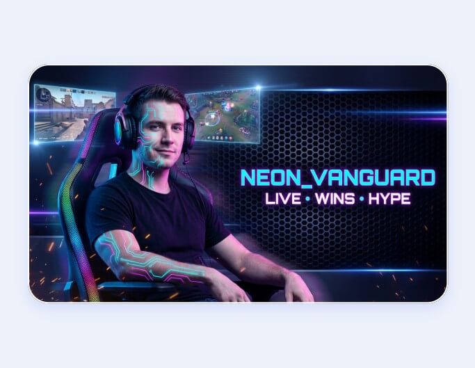 A neon style ai twitch banner