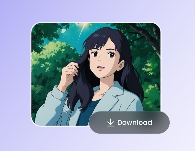 Enregistrer et télécharger gratuitement l'image convertie en style Ghibli