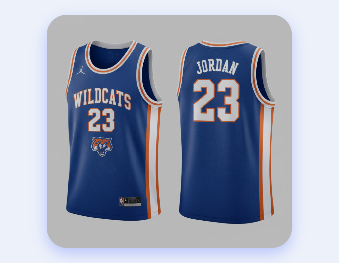 A photo that shows the front and back view of a basketball jersey