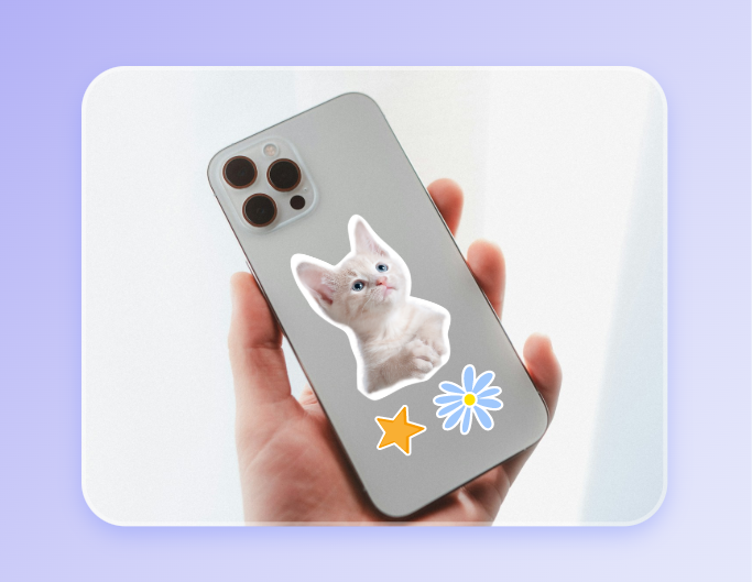 Add white border to your cat image and make it into stickers easily with fotor