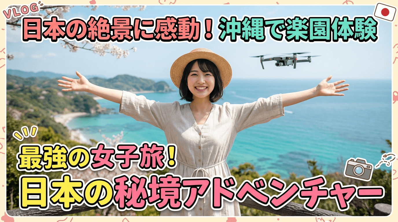 究極の冒険を描くAI旅行Vlog動画サムネイル生成事例