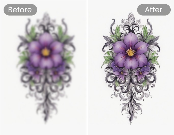 Ai upscaler birth flower tattoo