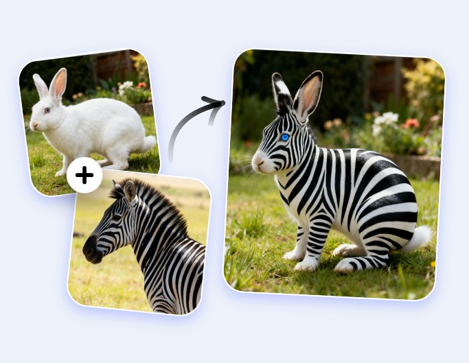 Animal hybrid effects featuring a rabbit with zebra pattern