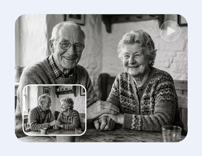 Animate an old photo of a couple using ai