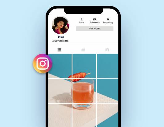 Apply the splitted images to instagram post