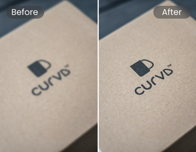 Before and after comparison of using a high resolution logo for product package
