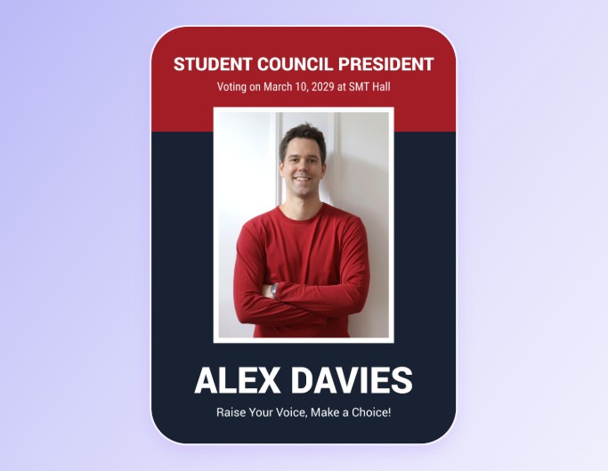 Campaign poster template of fotor a man in red sweater competing for student council president