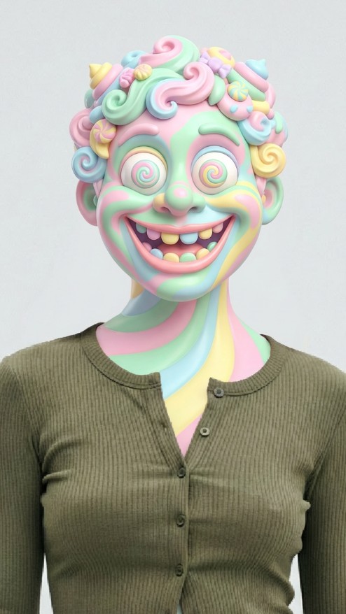 Candy color face effect for a woman