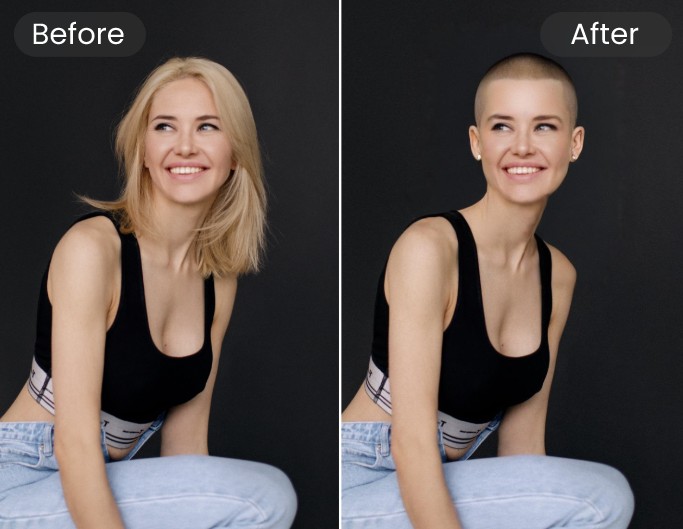 Modifier la longueur des cheveux avec le simulateur coiffure en ligne gratuit sans téléchargement de Fotor
