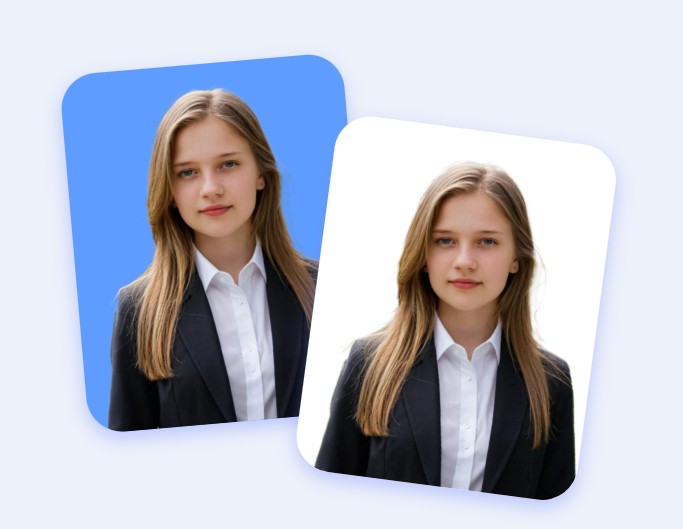 Replace the blue background of a womans profile picture to white