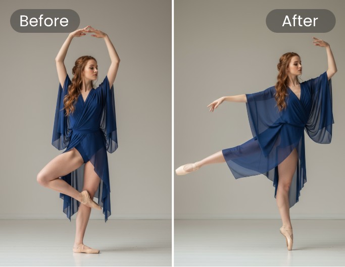 Change the pose of a dancer with fotor