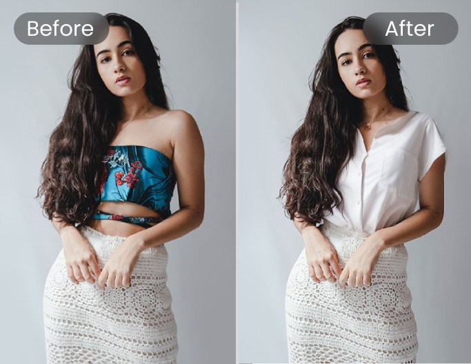 Change the top of a lady in a photo
