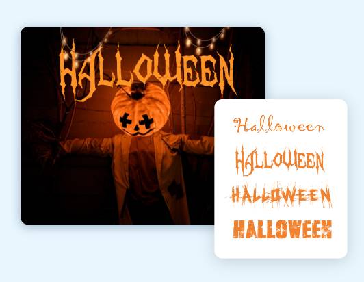 Choose and apply a freaky halloween text font to a scary halloween pic