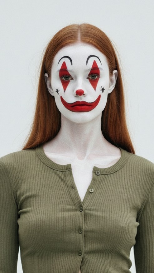 Clown face style effect for a woman