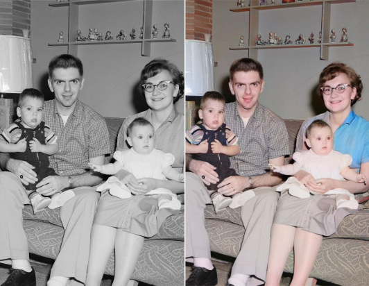 Familiefoto inkleuren met Fotor's online foto inkleurder