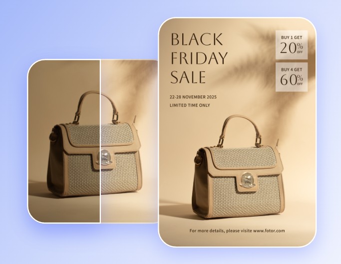 Contrast a bag image and apply it to a marketing poster