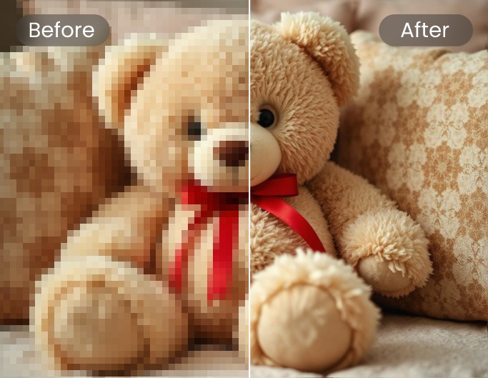 convert pixelated, low-resolution or compressed pictures into a clear, high-quality photo using Fotor photo quality enhancer
