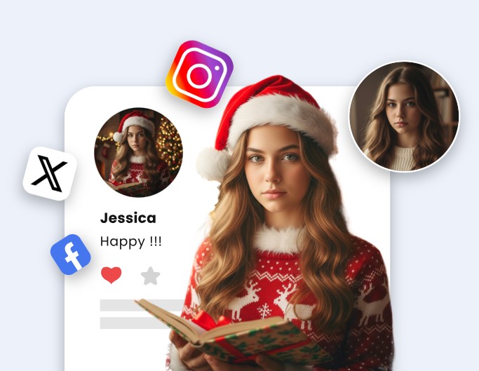 Create an ai christmas visual from a girl photo and use it as a social media pfp