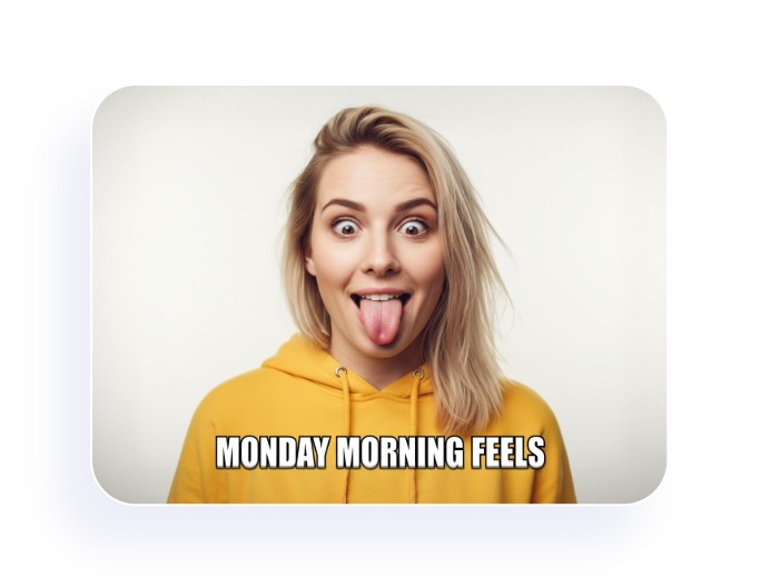 Create an hilarious ai girlfriend photo and create a social media meme from it