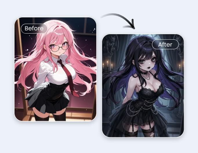 Create fan art by transforming an anime style image into another style