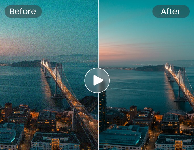 Denoise video featuring a cross sea bridge
