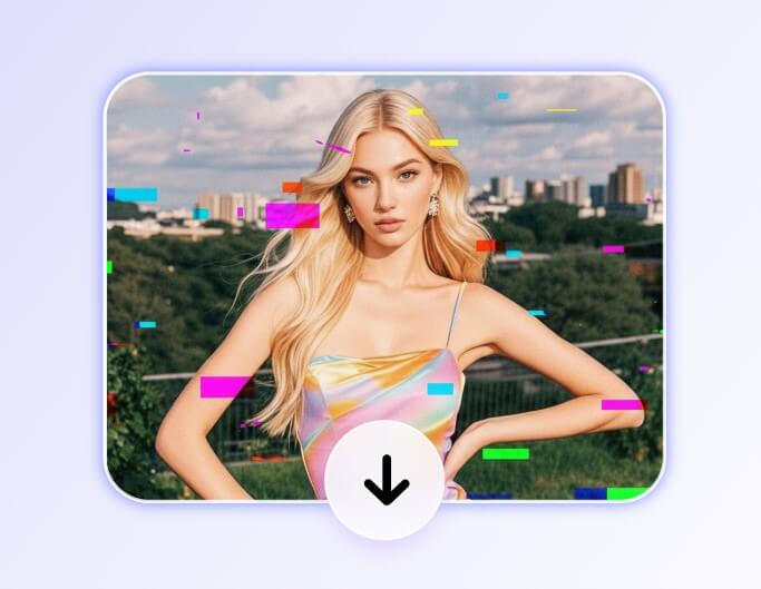 Download a glitch effect photo of a woman