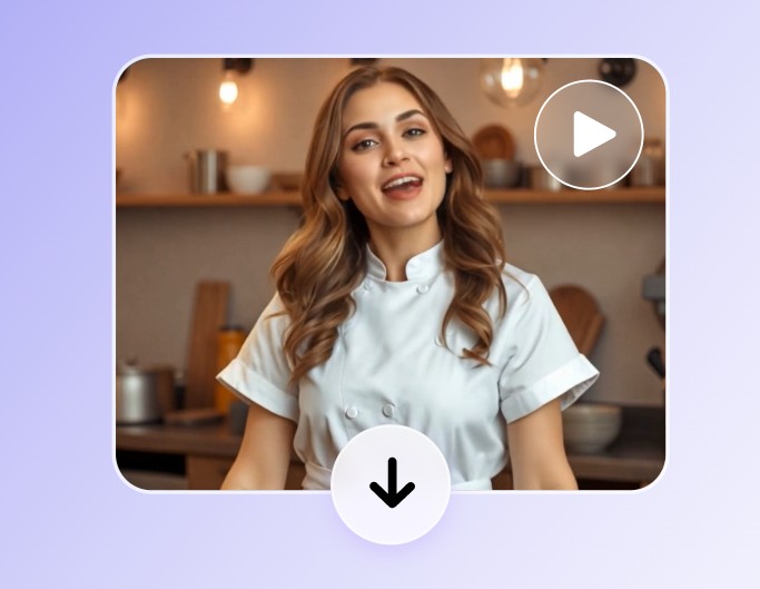 Download een AI-gegenereerde video van een foto van een dame met bruin haar