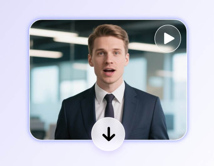 télécharger une vidéo d'avatar parlant IA d'un homme en costume