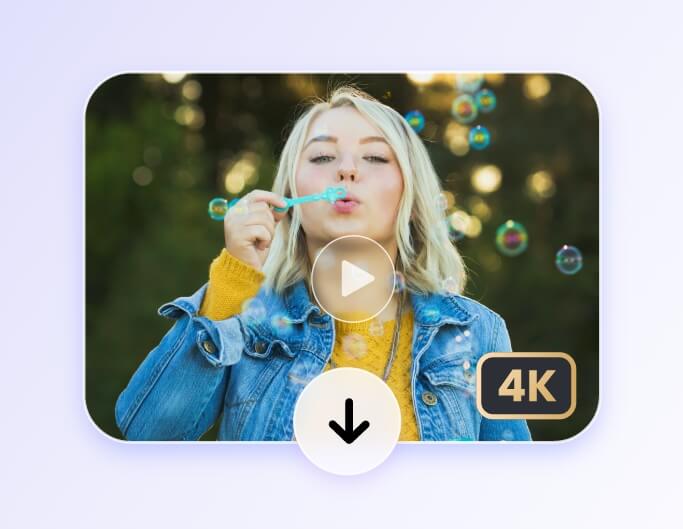Download the ai upscaling 4k video of a girl blowing bubbles in fotor